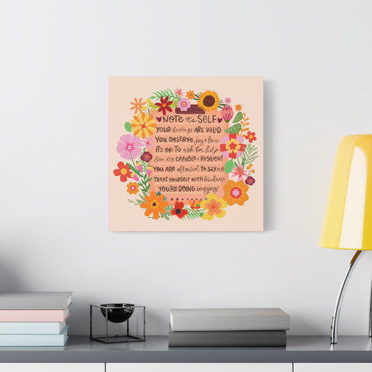Note to Self - Positive Wall Art Canvas, 3 sizes
