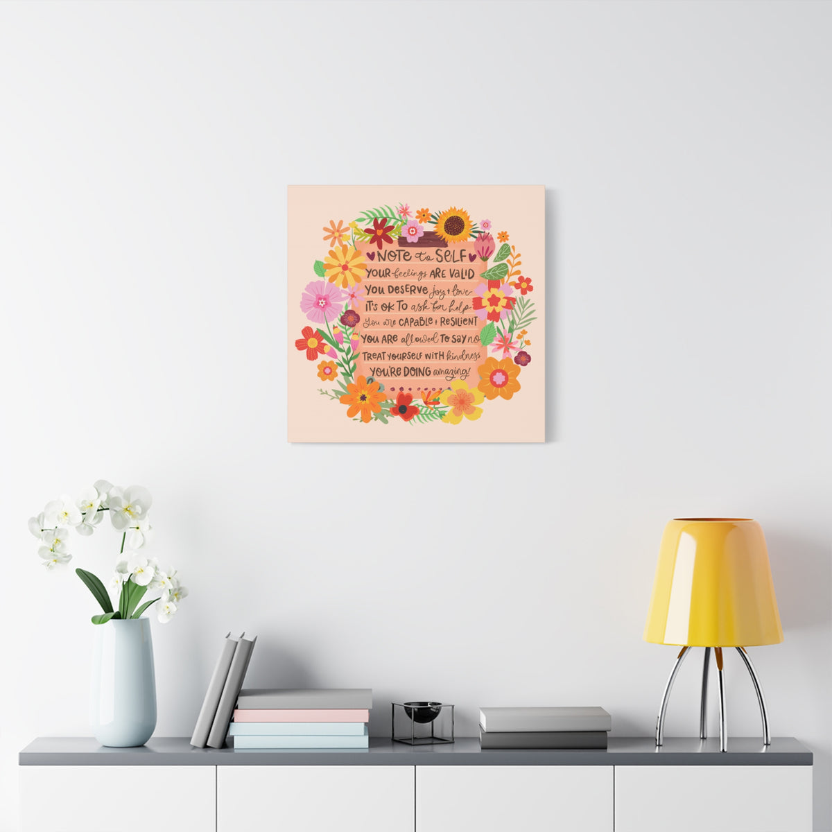 Note to Self - Positive Wall Art Canvas, 3 sizes