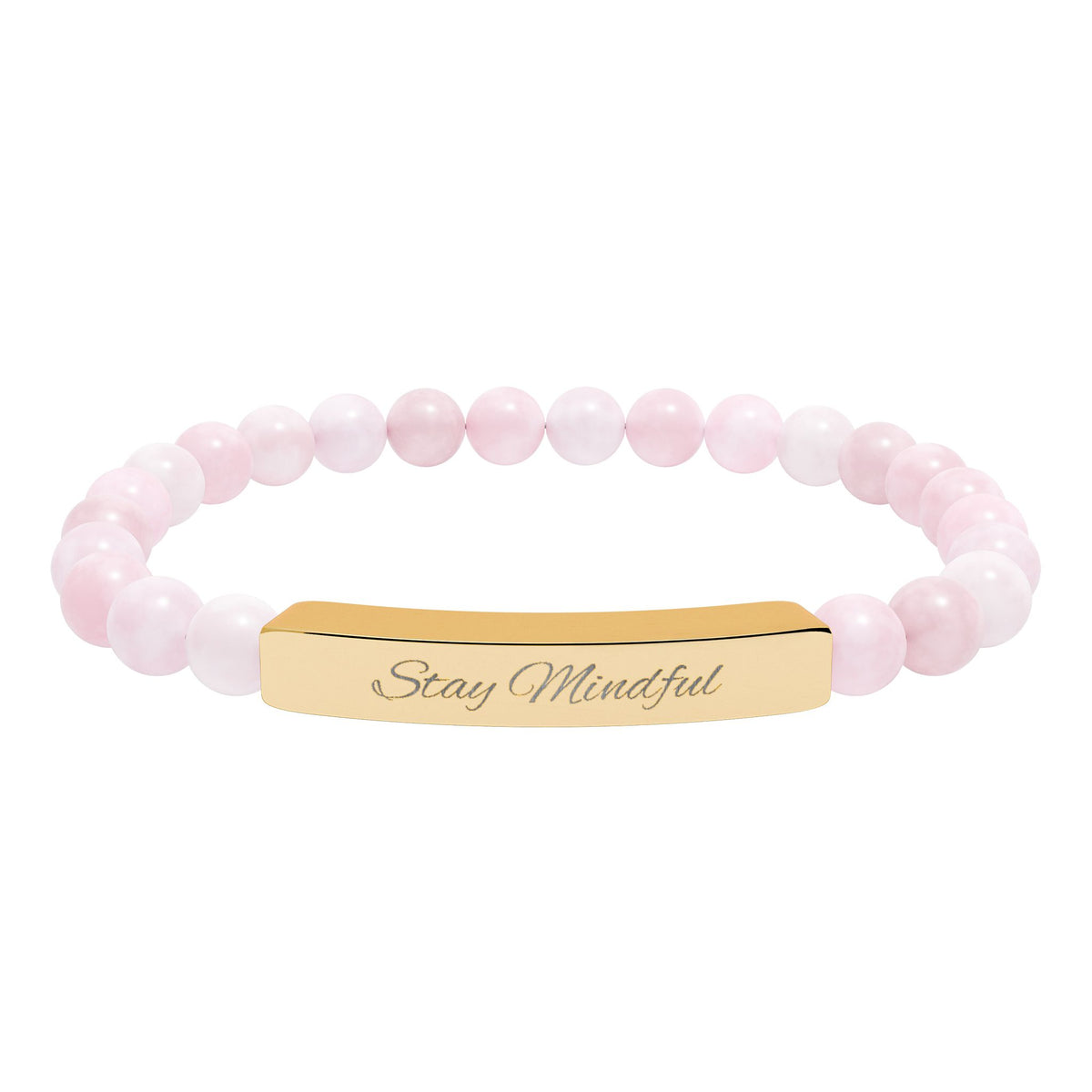 Personalized Real Natural Stone Bracelet (engraved), 7 stone options, Silver or Gold bar